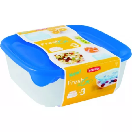 Négyzet alakú edény FRESH&GO 0,25 L+0,8 L+1,7 L+2,9 L