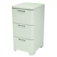 Fiókos doboz 3x 14 L Rattan fehér