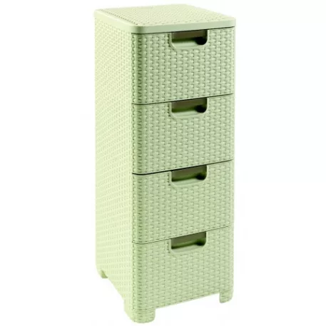 Fiókos doboz 4x 14 L Rattan fehér