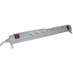   Hosszabbító elosztó, földelt, 2x3 csatlakozó, 2 kapcsoló