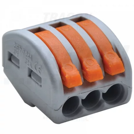 Csavar nélküli vezetékösszekötő, nyitható 3 pólusos 0,75-4 mm