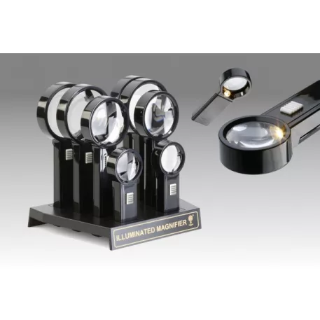 Olvasónagyító készlet 8db, világítással + állvány