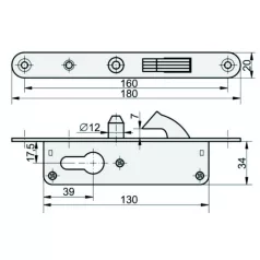 Tolókapu zár ZMH35 34 mm