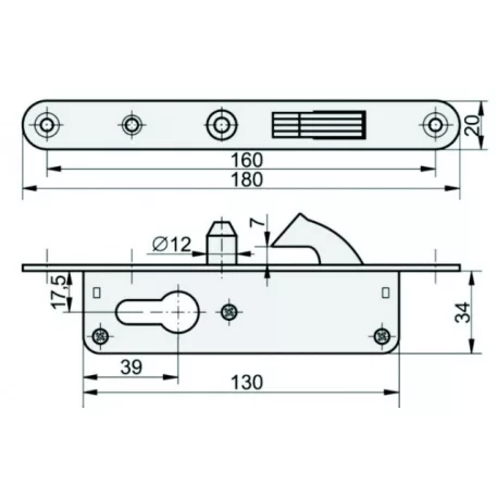 Tolókapu zár ZMH35 34 mm