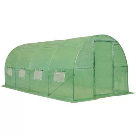 Fóliasátor 4x3x2m/25mm ajtóval zöld fólia erősitett 140g