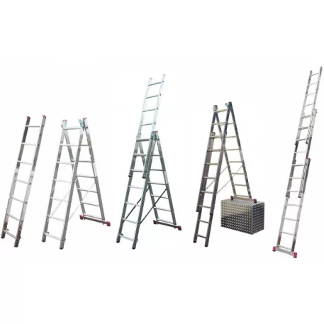 Sokcélú alumínium létra lépcsőfunkcióval Krause 3x7