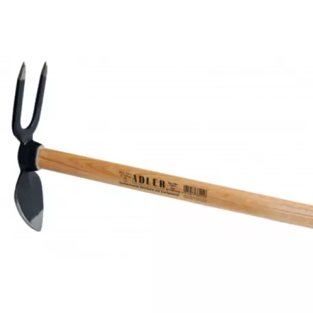Szív alakú kapa kovácsolt, kétvillás fa nyéllel 1350 mm 600 g