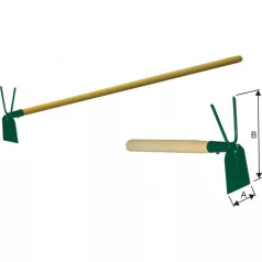 Lapos kiskapa, kétvillás a=60, b=160, fa nyél 250 mm