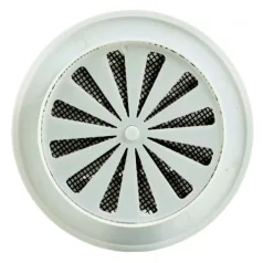   Szellőzőrács fehér kerek szabályozható zsaluval átmérő 9,4 cm