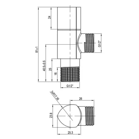 Sarokszelep kerámia betéttel és szűrővel 1/2"x 3/8" FANSKI
