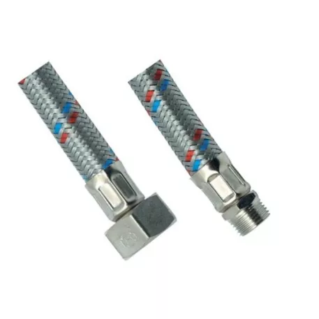 Flexibilis bekötőcső rozsdamentes 1/2"x1/2" MF 80cm, külső/belső menettel