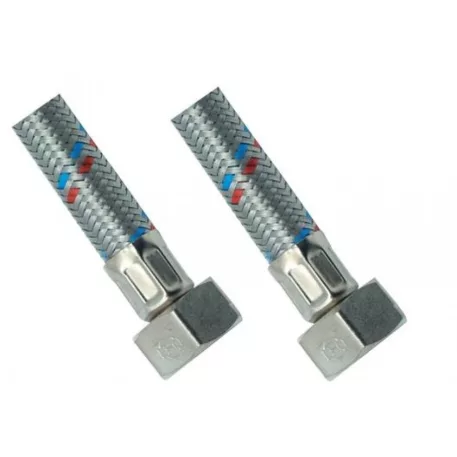 Flexibilis bekötőcső rozsdamentes 3/8"x1/2" FF 80cm, belső/belső menettel