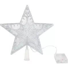   MagicHome karácsonyi csillag, műanyag, időzítő, 10xLED meleg fehér, 25 cm, 2xAA