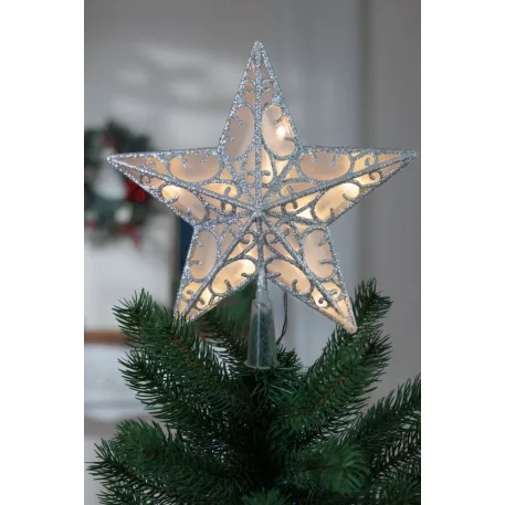 MagicHome karácsonyi csillag, műanyag, időzítő, 10xLED meleg fehér, 25 cm, 2xAA