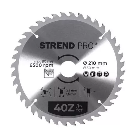 Strend Pro TCT 210 x 2,6 x 30/20 mm 40T, körfűrészlap