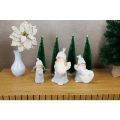   MagicHome karácsonyi szobor, Angyalka szívvel, LED, terrakotta, 12 x 10 x 15 cm