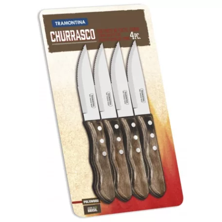 Készlet 4 db steak kés Jumbo Tramontina 199/931 13 cm penge, fa nyél