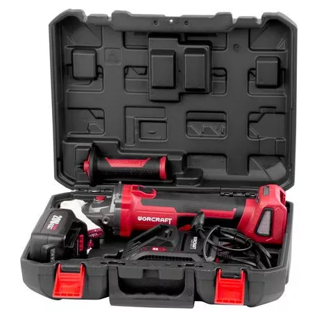 Worcraft CAG-S20LiBH 125 mm szénmentes sarokcsiszoló, tokban, akkumulátorral és töltővel, 20 V, 1x L