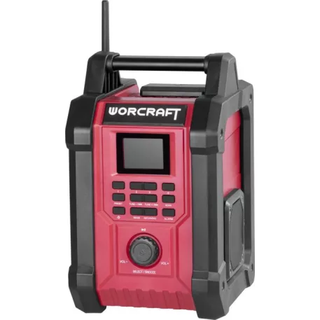 Worcraft CBTS-S20LiH rádió, 20V-os Li-ion akkumulátorral, DAB+FM rádió, Bluetooth, AUX bemenet, 2x15W hangteljesítmény