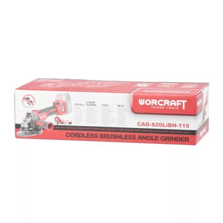 Worcraft sarokcsiszoló CAG-S20LiBH ShareSYS, 115 mm, 20V, Li-ion