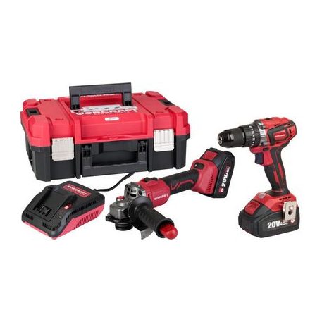 Worcraft SZETT XCUBE001 Szerszámosláda, csavarhúzó CHD-S20LiBA + sarokcsiszoló CAG-S20LiBS-125 mm, s