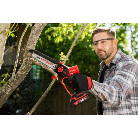 Worcraft CHS-S20LiBDM ShareSYS mini láncfűrész, szénkefe nélküli, 20V Li-ion, 8" lánc