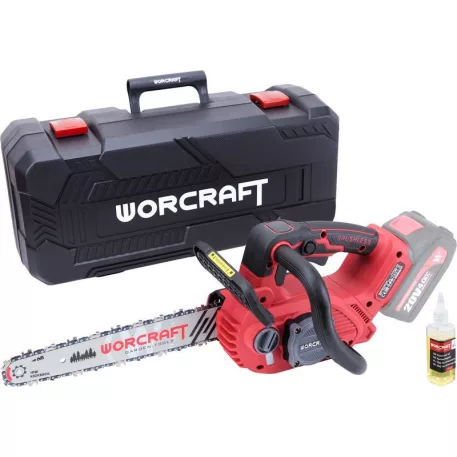 Worcraft CGC-S20LiBA láncfűrész, szénkefe nélküli, 20V Li-ion, 75 ml-es tartály, 12"-os lánc