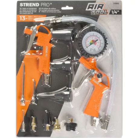 Pneumatikus tartozék készlet Strend Pro, 13 darabos, max 8 bar