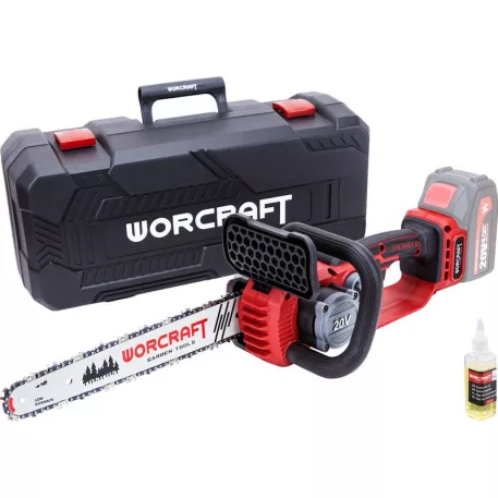 Worcraft CGC-S20LiBD akkumulátoros láncfűrész, szénkefe nélküli, 26 ml olajtartály