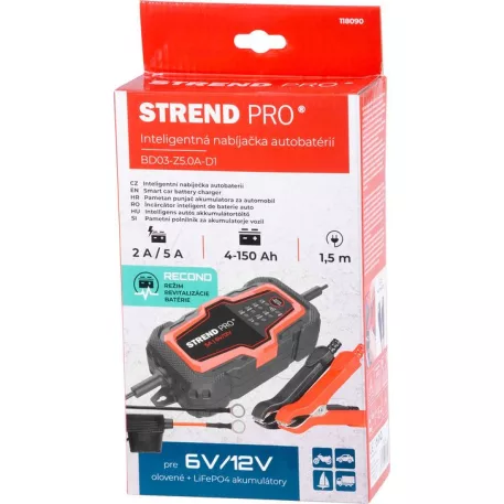 Akkumulátortöltő Strend Pro BD03-Z5.0A-D1, 85W, 5A, 6V/12V, IP65, LED