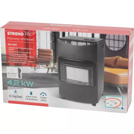 Strend Pro DA-201F fűtőberendezés 4,2 kW, + gáztömlő és gázszabályozó, összecsukható