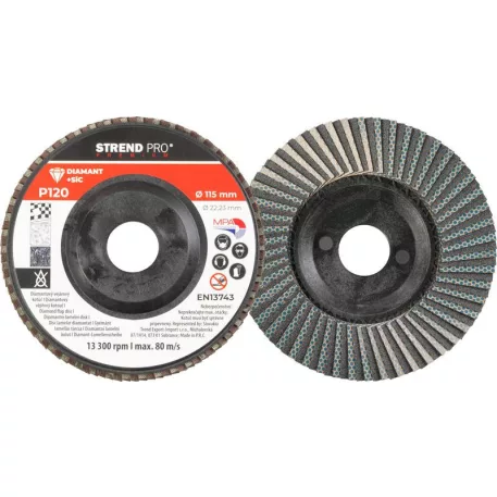 Strend Pro Premium 115 x 22 mm csiszolótárcsa, P120, gyémánt, lamellás