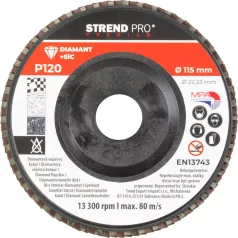   Strend Pro Premium 115 x 22 mm csiszolótárcsa, P120, gyémánt, lamellás