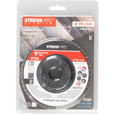 Strend Pro Premium 115 x 22 mm csiszolótárcsa, P120, gyémánt, lamellás