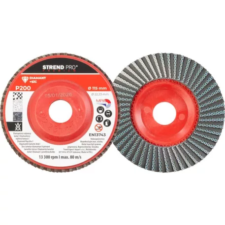 Strend Pro Premium 115 x 22 mm csiszolótárcsa, P200, gyémánt, lamellás