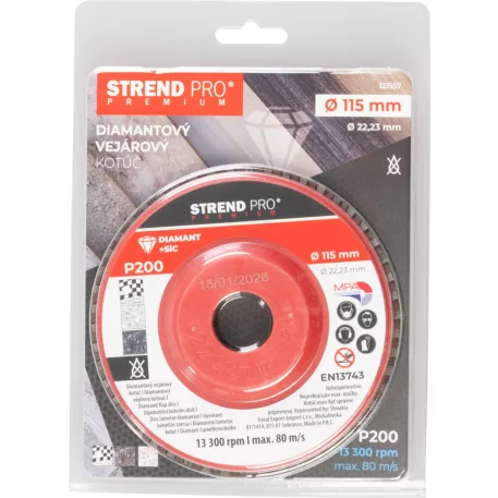Strend Pro Premium 115 x 22 mm csiszolótárcsa, P200, gyémánt, lamellás