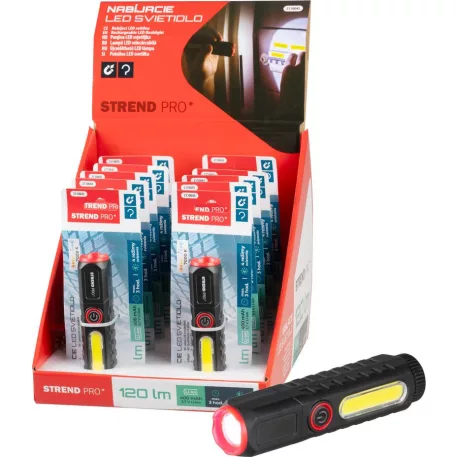 Strend Pro zseblámpa, COB LED 120 lm, 35x35x132mm, USB töltés