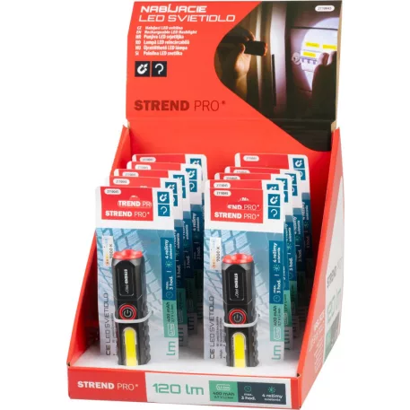 Strend Pro zseblámpa, COB LED 120 lm, 35x35x132mm, USB töltés