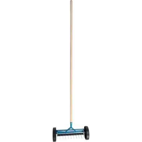 Gyepgereblye Strend Pro R152W, 11 fogú, gyepszellőztető gyomhoz, kerekekkel, nyéllel