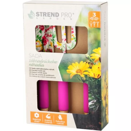 Szerszámkészlet Strend Pro, kerti, 3 részes, virágmintás, Ladies line