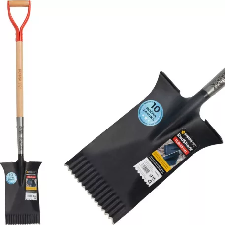 Ásó Strend Pro Premium RedShark, egyenes, fa nyéllel, D 1150 mm