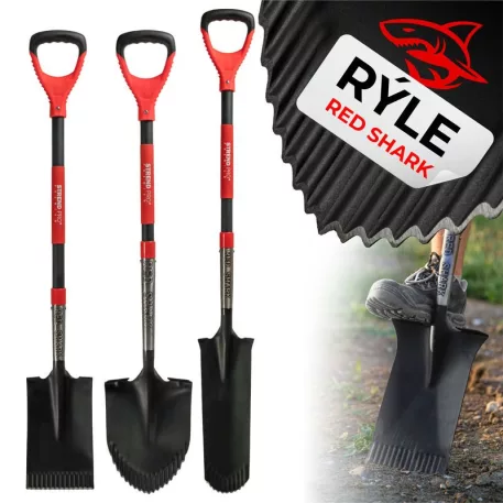 Ásó Strend Pro Premium RedShark, egyenes, fa nyéllel, D 1150 mm