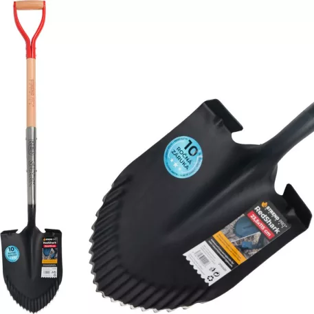 Ásó Strend Pro Premium RedShark, hegyes, fa nyéllel, D 1150 mm