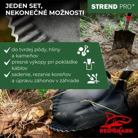 Ásó Strend Pro Premium RedShark, fa nyéllel, D 1280 mm