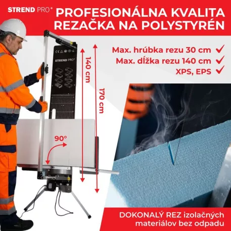 Strend Pro SDDR-140 polisztirolvágó, 30 - 140 cm, max. 90° vágási szög, 200 W