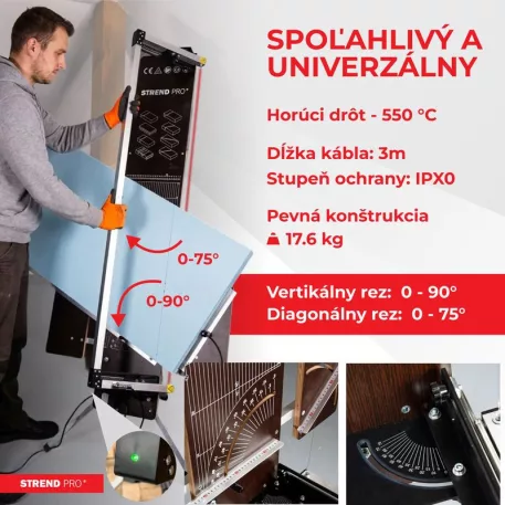 Strend Pro SDDR-140 polisztirolvágó, 30 - 140 cm, max. 90° vágási szög, 200 W