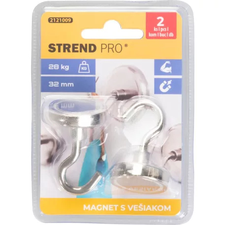 Strend Pro Mágnes, extra erős, akasztóval, 32 mm, max. 28 kg, csomag. 2 db