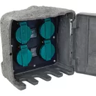 Aljzat Strend Pro, vízálló, kerti, kő utánzat, IP44, szekrény, 4x aljzat, 3 m kábel