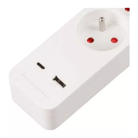 Kábel Strend Pro LG-FB603K, H-1.4 m, hosszabbító, 3x aljzat + kapcsoló, USB