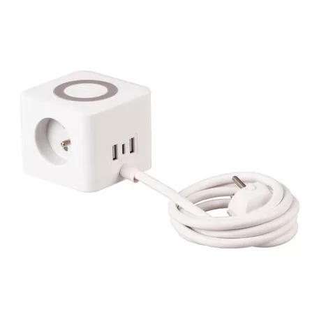 Kábel Strend Pro, hosszabbító, kocka alakú, USB-C + A, vezeték nélküli töltés, 1,4 m, Wireless